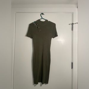 Green short dress with details